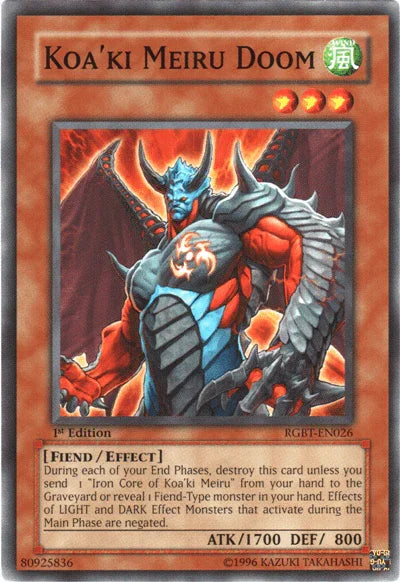 1st Edition, Common, Effect Monster, Fiend, Raging Battle, Unlimited, Wind Koa'ki Meiru Doom [RGBT-EN026] Common - Trading Card World