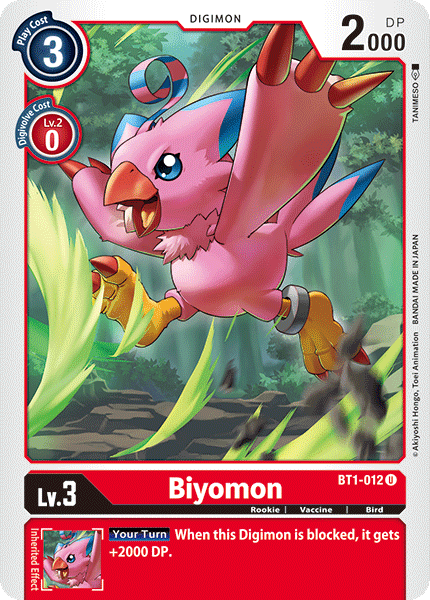 Bird, BT1-012, Digimon, Red, Release Special Booster Ver.1.0, Rookie, Uncommon, Vaccine Biyomon [BT1-012] [Release Special Booster Ver.1.0] - Trading Card World