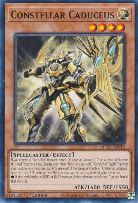 1st Edition, 2022 Tin of the Pharaoh's Gods, Common, Effect Monster, Light, Spellcaster Constellar Caduceus [MP22-EN012] Common - Trading Card World