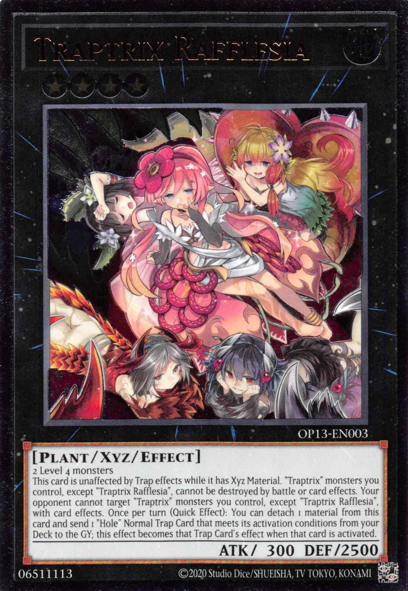 Earth, OTS Tournament Pack 13, Plant, Ultimate Rare, Unlimited, Xyz/Effect Monster Traptrix Rafflesia [OP13-EN003] Ultimate Rare - Trading Card World