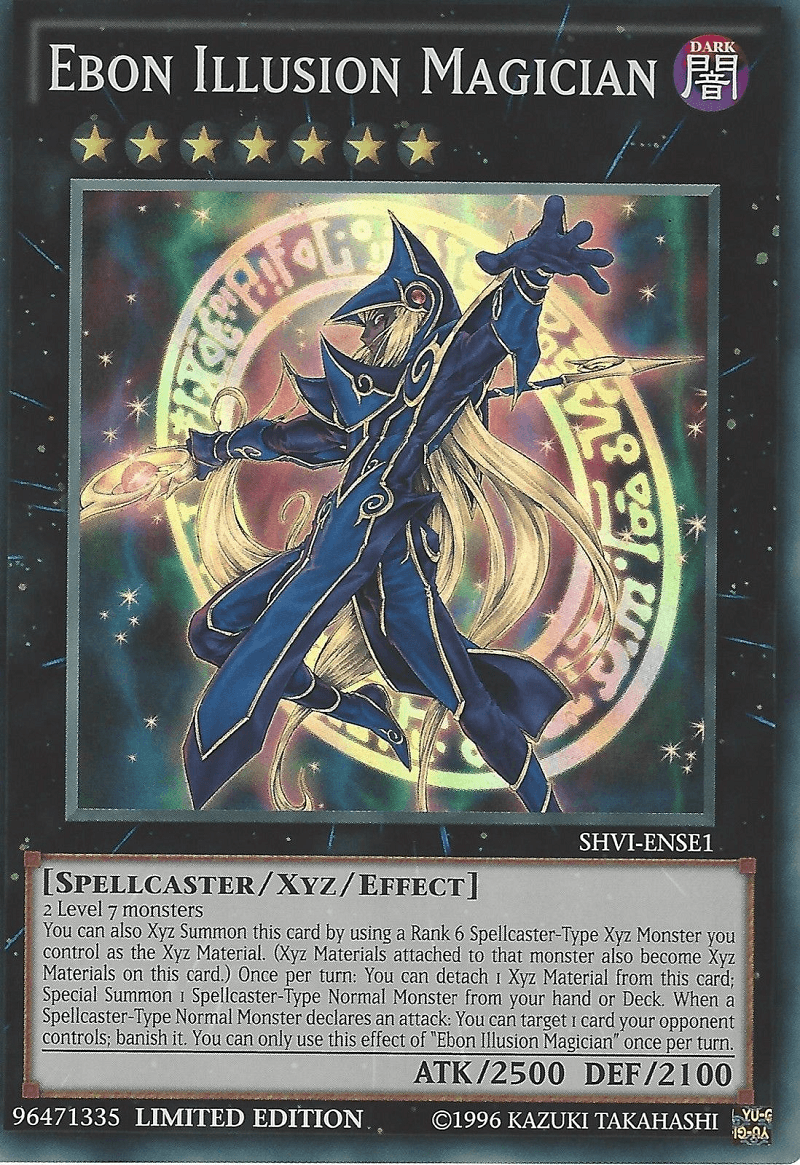 Dark, Limited, Shining Victories: Special Edition, Spellcaster, Super Rare, Xyz/Effect Monster Ebon Illusion Magician [SHVI-ENSE1] Super Rare - Trading Card World