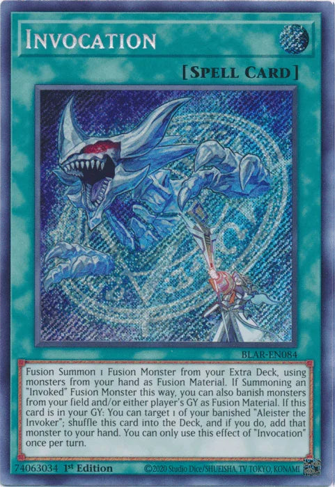1st Edition, Battles of Legend: Armageddon, Normal Spell, Secret Rare, Spell Invocation [BLAR-EN084] Secret Rare - Trading Card World