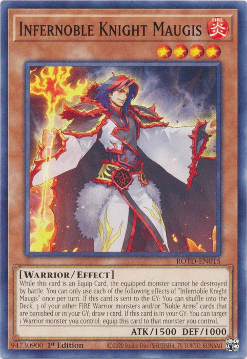 1st Edition, Common, Effect Monster, Fire, Rise of the Duelist, Warrior Infernoble Knight Maugis [ROTD-EN015] Common - Trading Card World