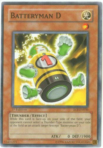 1st Edition, Common, Effect Monster, Enemy of Justice, Light, Thunder, Unlimited Batteryman D [EOJ-EN030] Common - Trading Card World