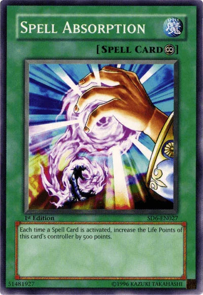 1st Edition, Common, Continuous Spell, Spell, Structure Deck: Spellcaster's Judgment, Unlimited Spell Absorption [SD6-EN027] Common - Trading Card World