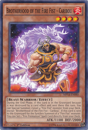 1st Edition, 2014 Mega-Tins Mega Pack, Beast-Warrior, Common, Effect Monster, Fire Brotherhood of the Fire Fist - Caribou [MP14-EN080] Common - Trading Card World