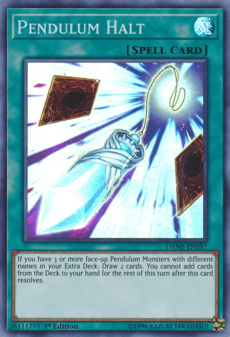 1st Edition, Dark Neostorm, Normal Spell, Spell, Super Rare, Unlimited Pendulum Halt [DANE-EN097] Super Rare - Trading Card World