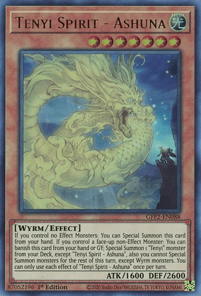 1st Edition, Effect Monster, Ghosts From the Past: The 2nd Haunting, Light, Ultra Rare, Wyrm Tenyi Spirit - Ashuna [GFP2-EN088] Ultra Rare - Trading Card World