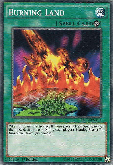 1st Edition, Common, Continuous Spell, King of Games: Yugi's Legendary Decks, Spell, Unlimited Burning Land [YGLD-ENA31] Common - Trading Card World