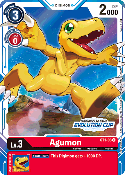 Digimon, Red, Reptile, Rookie, ST1-03, Starter Deck: Gaia Red Promos, Uncommon, Vaccine Agumon [ST1-03] (Evolution Cup) [Starter Deck: Gaia Red Promos] - Trading Card World