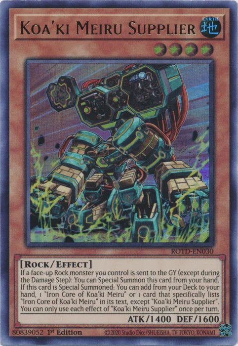 1st Edition, Earth, Effect Monster, Rise of the Duelist, Rock, Ultra Rare Koa'ki Meiru Supplier [ROTD-EN030] Ultra Rare - Trading Card World
