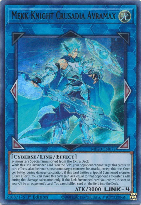 1st Edition, 2020 Tin of Lost Memories, Cyberse, Light, Link/Effect Monster, Ultra Rare Mekk-Knight Crusadia Avramax [MP20-EN071] Ultra Rare - Trading Card World