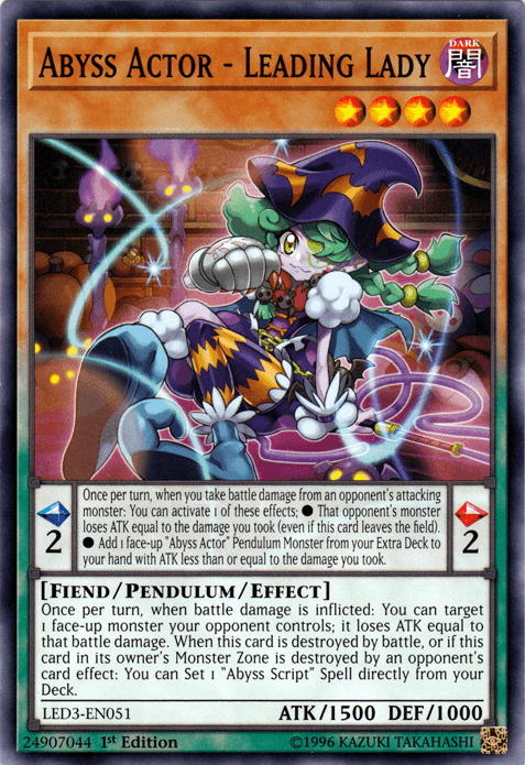 1st Edition, Common, Dark, Fiend, Legendary Duelists: White Dragon Abyss, Pendulum/Effect Monster Abyss Actor - Leading Lady [LED3-EN051] Common - Trading Card World