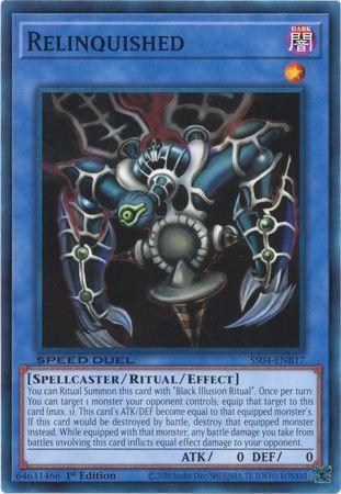1st Edition, Common, Dark, Ritual/Effect Monster, Speed Duel: Match of the Millennium, Spellcaster Relinquished [SS04-ENB17] Common - Trading Card World