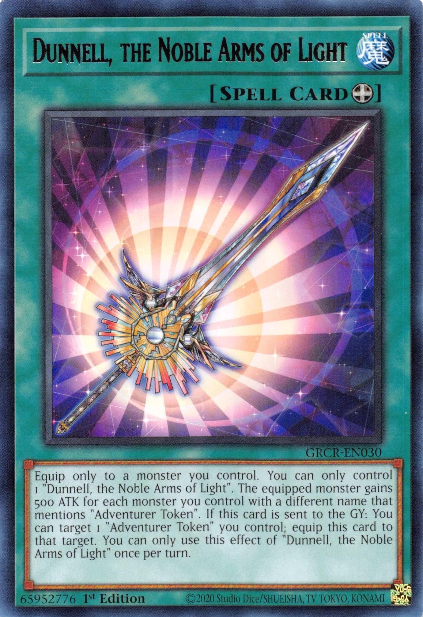 1st Edition, Equip Spell, Rare, Spell, The Grand Creators Dunnell, the Noble Arms of Light [GRCR-EN030] Rare - Trading Card World