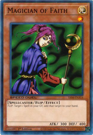 1st Edition, Common, Flip/Effect Monster, Light, Speed Duel: Match of the Millennium, Spellcaster Magician of Faith [SS04-ENA14] Common - Trading Card World
