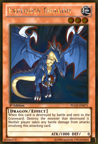 1st Edition, Dragon, Earth, Effect Monster, Gold Rare, Premium Gold, Unlimited Exploder Dragon [PGLD-EN071] Gold Rare - Trading Card World
