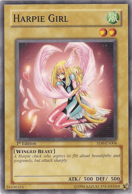 1st Edition, Common, Normal Monster, Structure Deck: Lord of the Storm, Unlimited, Wind, Winged Beast Harpie Girl [SD8-EN004] Common - Trading Card World