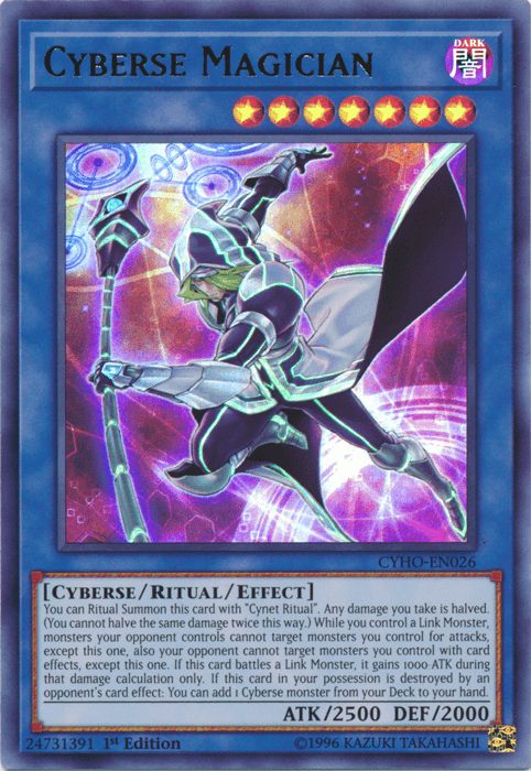 1st Edition, Cybernetic Horizon, Cyberse, Dark, Ritual/Effect Monster, Ultra Rare, Unlimited Cyberse Magician [CYHO-EN026] Ultra Rare - Trading Card World