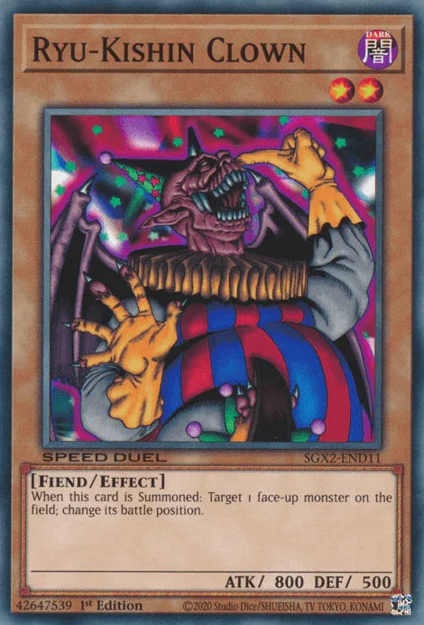 1st Edition, Common, Dark, Effect Monster, Fiend, Speed Duel GX: Midterm Paradox Ryu-Kishin Clown [SGX2-END11] Common - Trading Card World