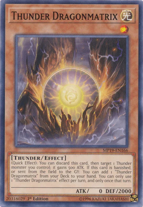 1st Edition, 2019 Gold Sarcophagus Tin Mega Pack, Common, Effect Monster, Light, Thunder, Unlimited Thunder Dragonmatrix [MP19-EN166] Common - Trading Card World