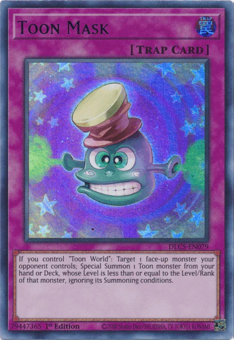 1st Edition, Dragons of Legend: The Complete Series, Normal Trap, Trap, Ultra Rare Toon Mask (Blue) [DLCS-EN079] Ultra Rare - Trading Card World