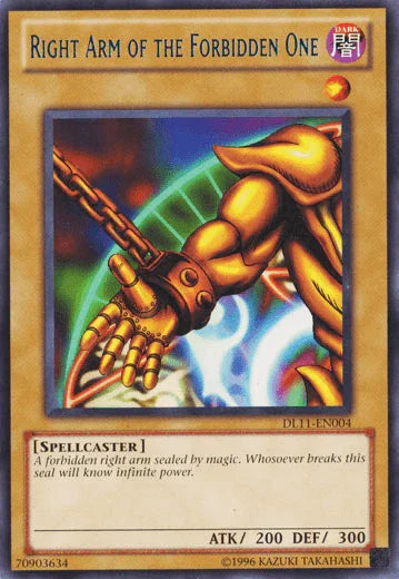 Dark, Duelist League Promo, Normal Monster, Rare, Spellcaster, Unlimited Right Arm of the Forbidden One (Blue) [DL11-EN004] Rare - Trading Card World