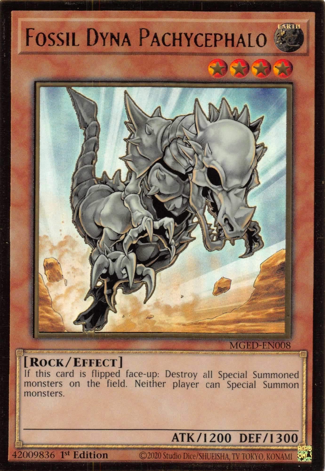 1st Edition, Earth, Effect Monster, Gold Rare, Maximum Gold: El Dorado, Rock Fossil Dyna Pachycephalo [MGED-EN008] Gold Rare - Trading Card World