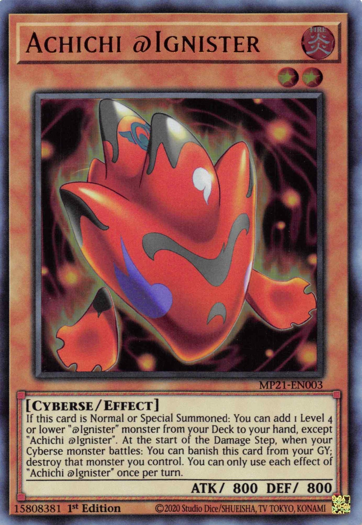 1st Edition, 2021 Tin of Ancient Battles, Cyberse, Effect Monster, Fire, Ultra Rare Achichi @Ignister [MP21-EN003] Ultra Rare - Trading Card World