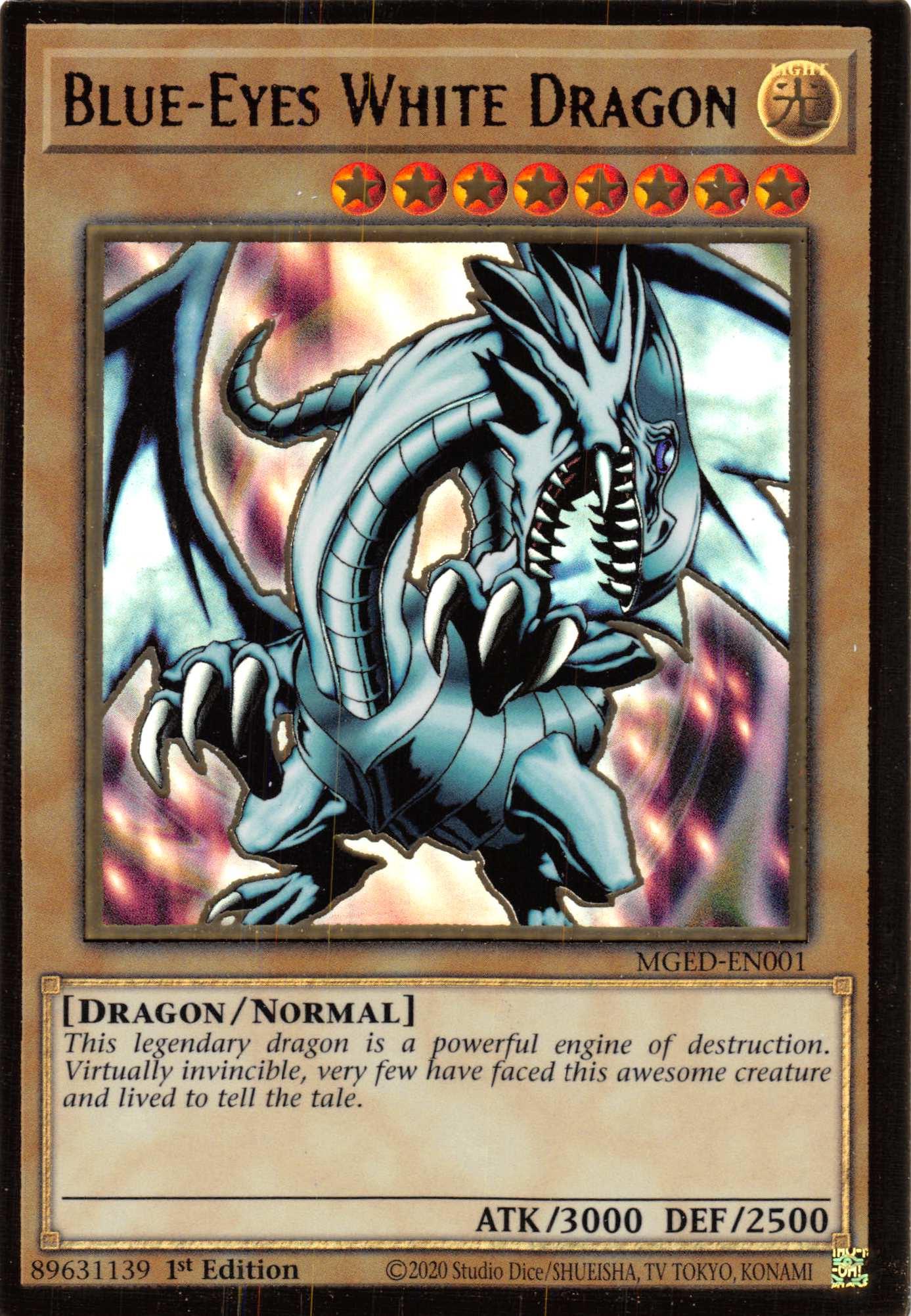 1st Edition, Dragon, Gold Rare, Light, Maximum Gold: El Dorado, Normal Monster Blue-Eyes White Dragon (Alternate Art) [MGED-EN001] Gold Rare - Trading Card World