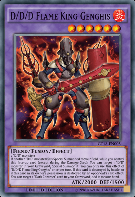 2016 Mega-Tins, Fiend, Fire, Fusion/Effect Monster, Limited, Super Rare D/D/D Flame King Genghis [CT13-EN005] Super Rare - Trading Card World