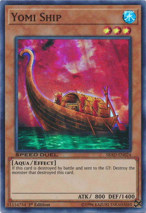 1st Edition, Aqua, Effect Monster, Speed Duel: Attack from the Deep, Super Rare, Water Yomi Ship [SBAD-EN024] Super Rare - Trading Card World