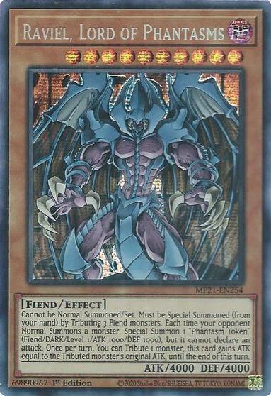 1st Edition, 2021 Tin of Ancient Battles, Dark, Effect Monster, Fiend, Prismatic Secret Rare Raviel, Lord of Phantasms [MP21-EN254] Prismatic Secret Rare - Trading Card World