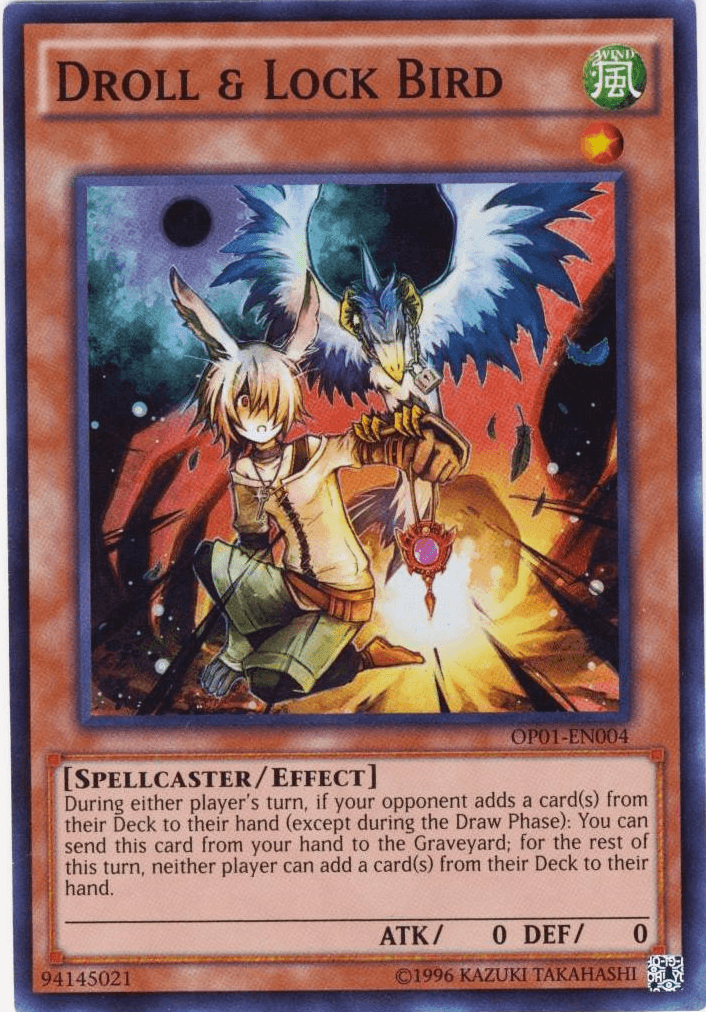 Effect Monster, OTS Tournament Pack 1, Spellcaster, Super Rare, Unlimited, Wind Droll & Lock Bird [OP01-EN004] Super Rare - Trading Card World