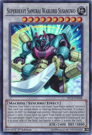 1st Edition, Earth, Machine, Secrets of Eternity, Super Rare, Synchro/Effect Monster, Unlimited Superheavy Samurai Warlord Susanowo [SECE-EN048] Super Rare - Trading Card World