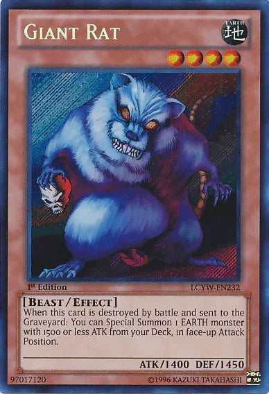 1st Edition, Beast, Earth, Effect Monster, Legendary Collection 3: Yugi's World, Secret Rare, Unlimited Giant Rat [LCYW-EN232] Secret Rare - Trading Card World