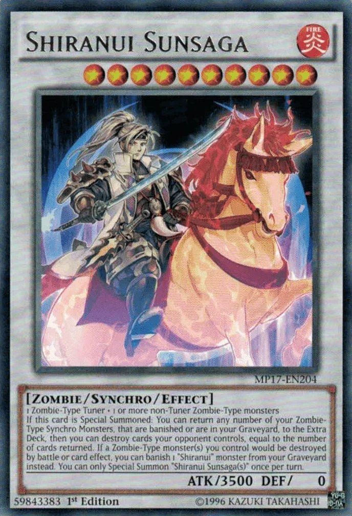 1st Edition, 2017 Mega-Tins Mega Pack, Fire, Rare, Synchro/Effect Monster, Zombie Shiranui Sunsaga [MP17-EN204] Rare - Trading Card World