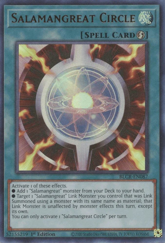 1st Edition, Battles of Legend: Crystal Revenge, Quick-Play Spell, Spell, Ultra Rare Salamangreat Circle [BLCR-EN087] Ultra Rare - Trading Card World