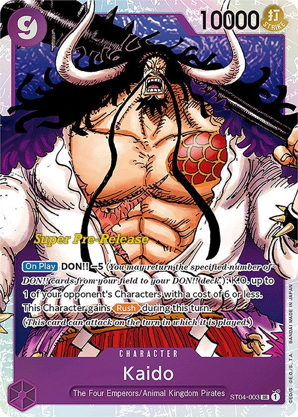 Animal Kingdom Pirates, Character, Starter Decks, Super Pre-Release Starter Deck: Animal Kingdom Pirates, Super Rare, The Four Emperors Kaido (003) [Super Pre-Release Starter Deck: Animal Kingdom Pirates] - Trading Card World