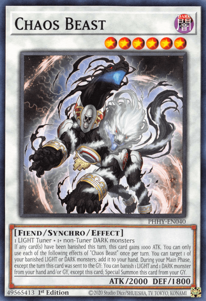 1st Edition, Common, Dark, Fiend, Photon Hypernova, Synchro/Effect Monster Chaos Beast [PHHY-EN040] Common - Trading Card World