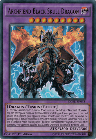 1st Edition, Clash of Rebellions, Dark, Dragon, Fusion/Effect Monster, Ultra Rare, Unlimited Archfiend Black Skull Dragon [CORE-EN048] Ultra Rare - Trading Card World