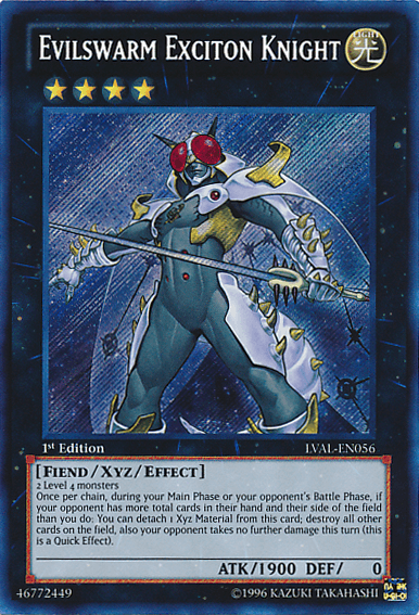 1st Edition, Fiend, Legacy of the Valiant, Light, Secret Rare, Unlimited, Xyz/Effect Monster Evilswarm Exciton Knight [LVAL-EN056] Secret Rare - Trading Card World