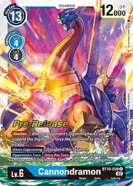 Blue;Black, BT10-028, Cyborg, Data, Digimon, Mega, Uncommon, Xros Encounter Pre-Release Cards Cannondramon [BT10-028] [Xros Encounter Pre-Release Cards] - Trading Card World