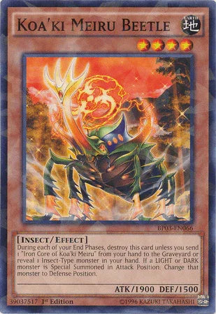 1st Edition, Battle Pack 3: Monster League, Earth, Effect Monster, Insect, Shatterfoil Rare Koa'ki Meiru Beetle [BP03-EN066] Shatterfoil Rare - Trading Card World