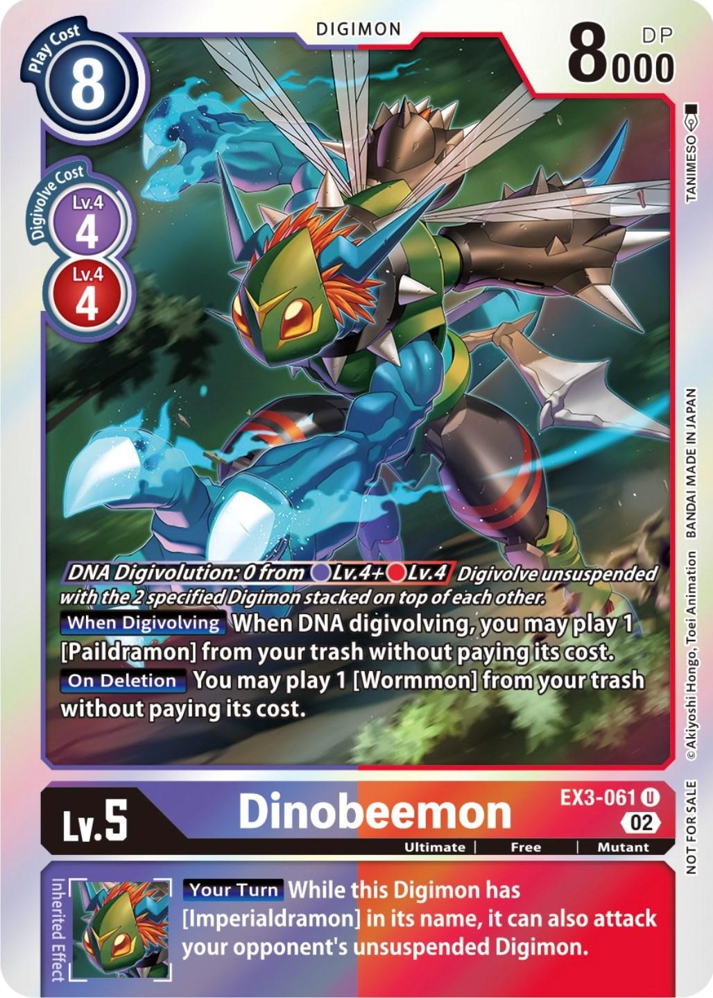 Digimon, Draconic Roar, EX3-061, Free, Mutant, Red;Purple, Ultimate, Uncommon Dinobeemon [EX3-061] (Alternate Art) [Draconic Roar] - Trading Card World
