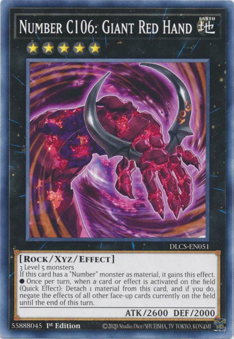1st Edition, Common, Dragons of Legend: The Complete Series, Earth, Rock, Xyz/Effect Monster Number C106: Giant Red Hand [DLCS-EN051] Common - Trading Card World
