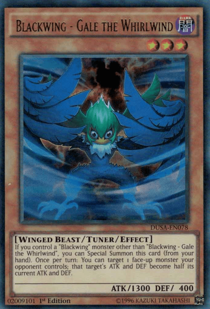 1st Edition, Dark, Duelist Saga, Tuner/Effect Monster, Ultra Rare, Winged Beast Blackwing - Gale the Whirlwind [DUSA-EN078] Ultra Rare - Trading Card World
