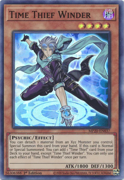 1st Edition, 2020 Tin of Lost Memories, Dark, Effect Monster, Psychic, Super Rare Time Thief Winder [MP20-EN037] Super Rare - Trading Card World