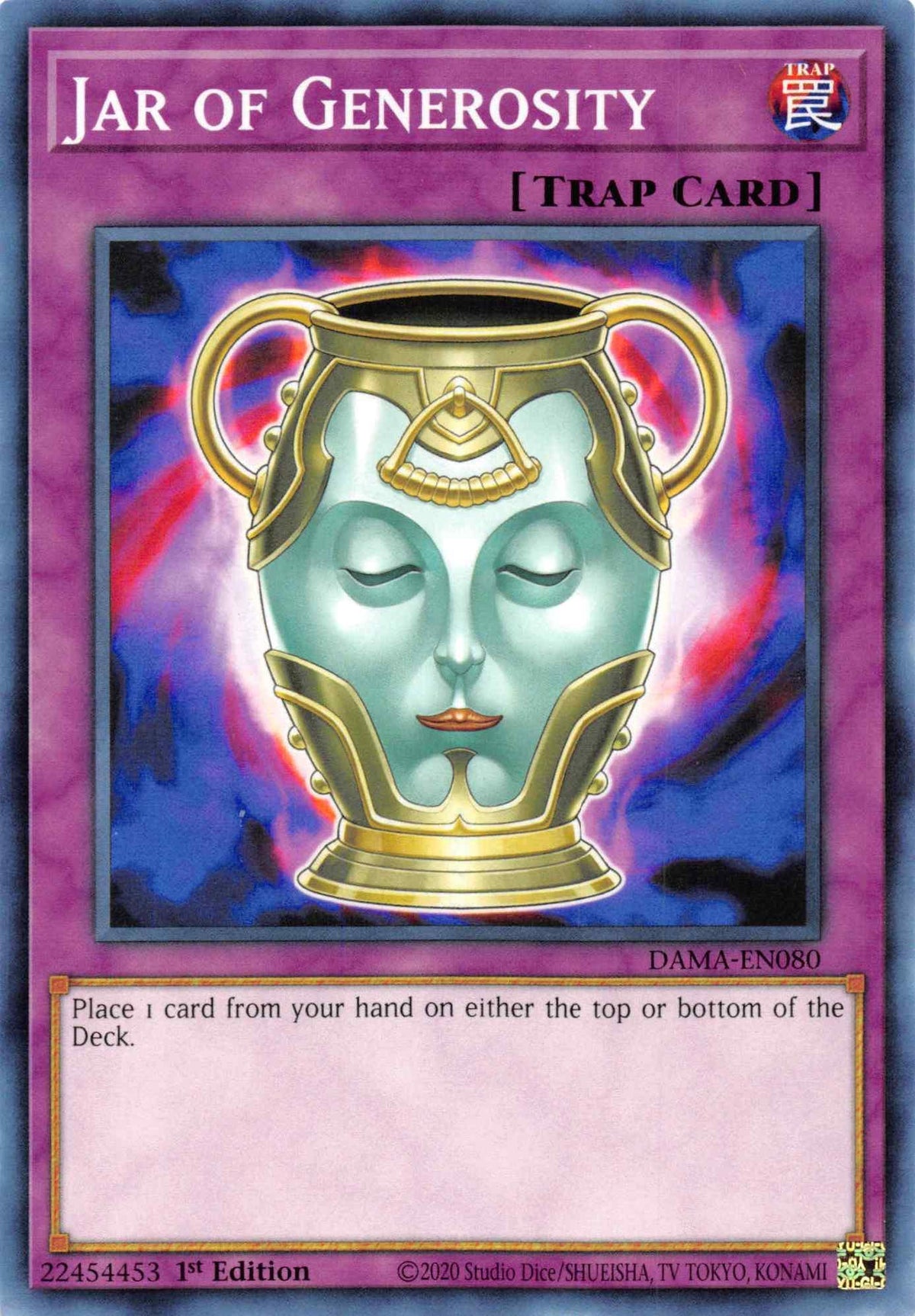 1st Edition, Common, Dawn of Majesty, Normal Trap, Trap Jar of Generosity [DAMA-EN080] Common - Trading Card World