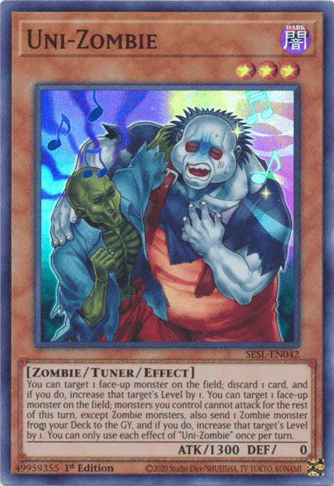 1st Edition, Dark, Secret Slayers, Super Rare, Tuner/Effect Monster, Zombie Uni-Zombie [SESL-EN042] Super Rare - Trading Card World